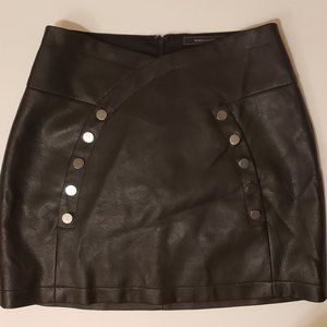 BCBGMAXAZRIA Faux-Leather Button-Front Mini Skirt